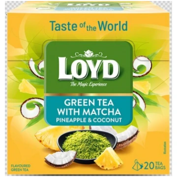 Zaļā tēja LOYD Pyramids Matcha ar ananasu un kokos