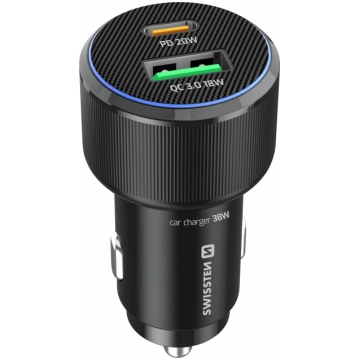 Swissten auto lādētājs USB-C PD / USB 38W