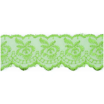 Izšūta organzas mežģīnes lente 4,5cm - 246 Gaiši z