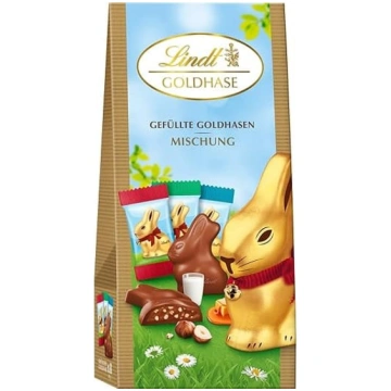 Lindt zelta zaķīši ar šokolādes pildījumu, 80 g, p