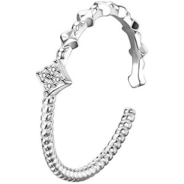 925 Sterling Silver Four-Leaf Flower Ring Women"s 