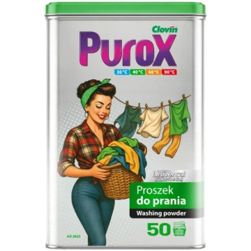Veļas pulveris PUROX RETRO 3kg - UNIVERSAL metāla