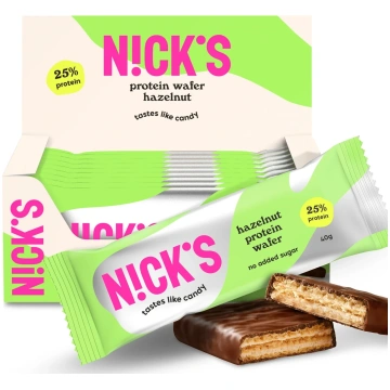 lazdu riekstu proteīna vafele 12 gab. kastē NICK&a