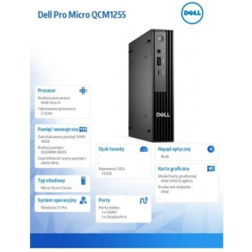 Dell Pro Micro QCM1250 Core i3-14100T/16GB/512GB/I