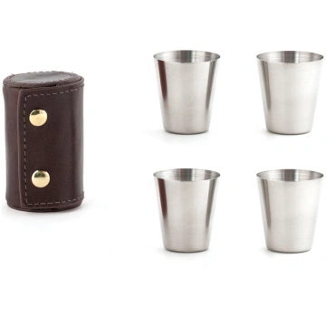 Kikkerland - Shot Glasses With Leather Case BA59 (