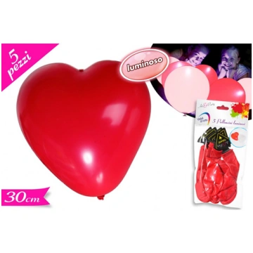 5 PALLONCINI CUORE LUMINOSI 30cm