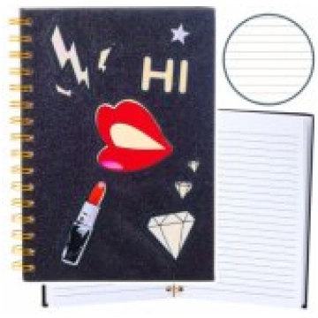 LEAN Notebook Lined Notebook Patches Lips Lipstick