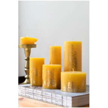 Set of candles, sun with golden pattern