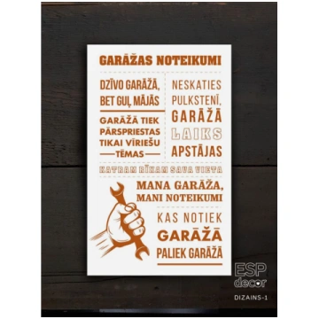 ESPdecor, dekoratīvais koka dēlītis “Garāžas notei