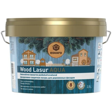 Eskaro WOOD LASUR AQUA balts, 5L (4740381015427)