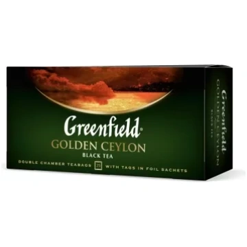 GREENFIELD "Golden Ceylon" melnā tēja 25x2g