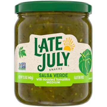 Late July Snacks Salsa Verde ar grauzdētiem tomati