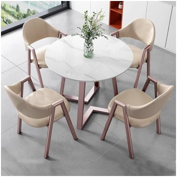 Round Dining Table with 4 Chairs Set, Small Kitche