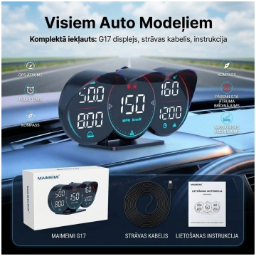 Auto GPS spidometrs ar pulksteni un augstuma rādīt