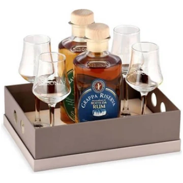 Box Regalo 2bt Rum/Madeira + 4 Bicchieri - Sibona