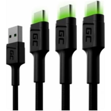Green Cell USB Male - USB Type-C Male x 3 2m LED B