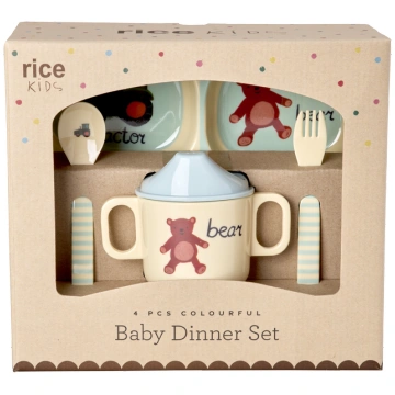 Rice - Melamine Baby Dinner Set - Blue ABC Print -