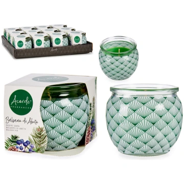 Aromātiskā svece stikla traukā, balzama egle, degš