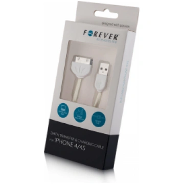 Forever iPhone 3/4 USB cable white silicone flat b