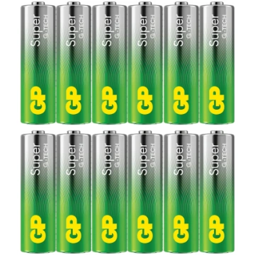 GP - Super Alkaline AA Batteries 15A/LR6 1.5V 12-P