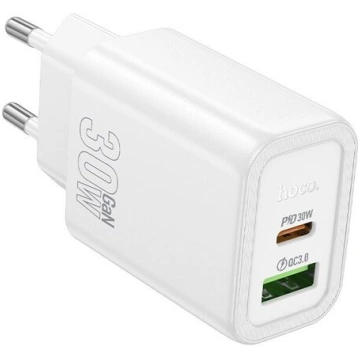 Lādētājs Hoco N63 USB-A/USB-C PD30W+QC3.0 balts