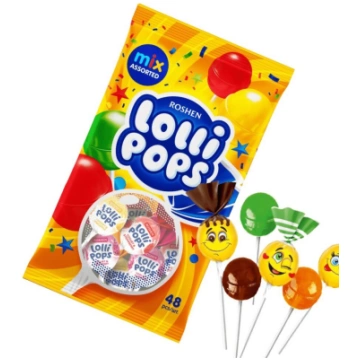 Roshen karamele uz kociņa Lollipops 920 gr. (48 ga