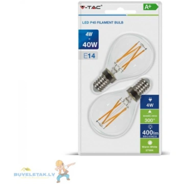 Spuldze LED E14/P45/4W/400lm fila 2gb. 09899