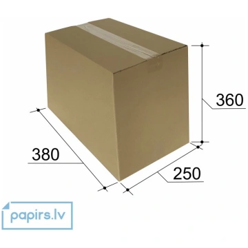 Kartona kaste 380x250x360mm, 4mm, FEFCO0201, brūna
