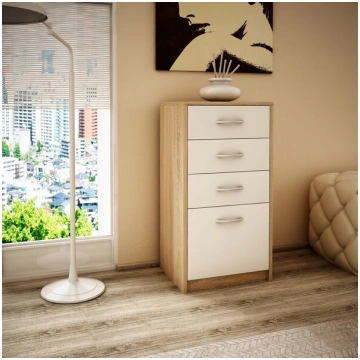 Kumode skapītis 45cm WHITE-SONOMA 4 atvilktnes Mat