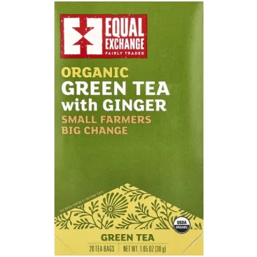 Equal Exchange, Organic Green Tea with Ginger, 20 