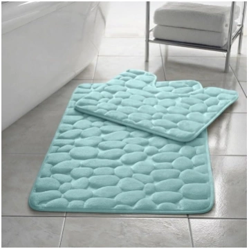 2 Pack Memory Foam Pebble Bath Mat Quick Drying No