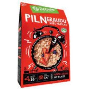 DOBELE PILNGRAUDU auzu pārslas kastē Latvija 500g(