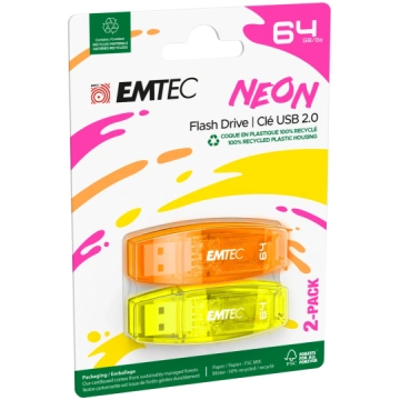 Emtec USB2.0 C410 64GB Neon 2 pieces ECMMD64GC410P
