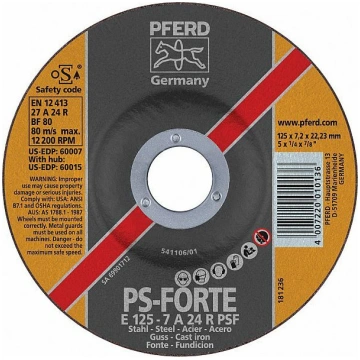 Slīpdisks metālam 125*7.0mm Pferd (22587T) | 22587