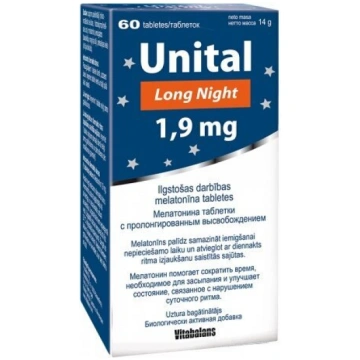 Uztura bagātinātājs, Unital long night 1.9mg tab. 