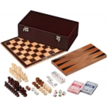 Šahs Nardi Dambretes Domino Galda spēles komplekts