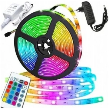 LED lente RGB, 5m, ar kontrolieri un vadības panel