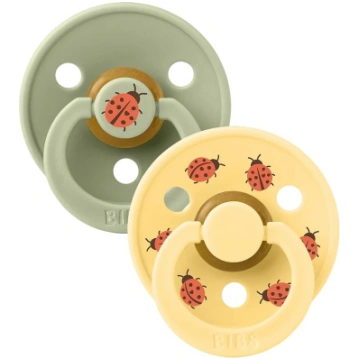 BIBS Colour Round Pacifier 2 gab. (Ladybug/sage) 6