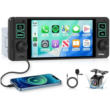 Hodozzy 1 DIN auto radio ar bezvadu Carplay Androi