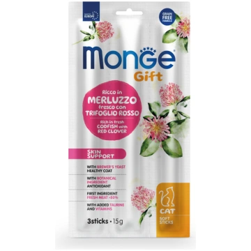 Kārumi kaķiem Monge Gift Soft Sticks Skin Support,