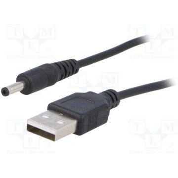 Cable; USB A plug,DC 3,5/1,35 plug; straight; blac