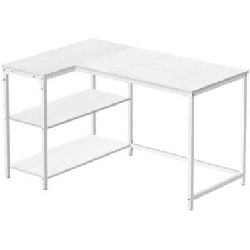 Stūra galds 110x80x76 cm Balts koks un tērauds Son