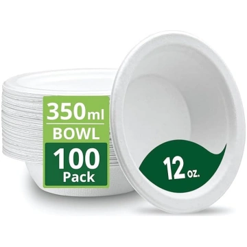 100 spēcīgu papīra bļodiņu iepakojums - 12oz vienr