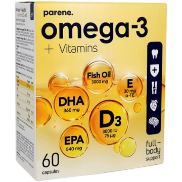 PARENE. OMEGA-3+D3+E kapsulas N60