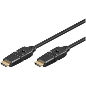 Cable; HDMI plug movable ±90°,both sides; 2m; blac