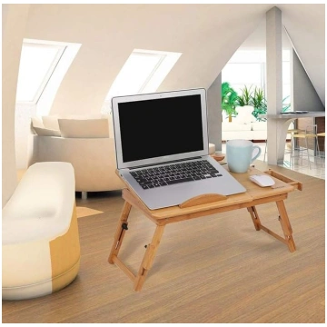 AYNEFY Bamboo Laptop Table, Adjustable Bed Table, 
