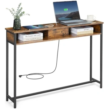 VASAGLE Console Table with Sockets, Side Table wit