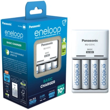 Panasonic Eneloop lādētājs BQ-CC51 + 4 x R6/AA Ene
