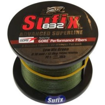 SUFIX pītā aukla 832 Braid Lo-Vis Green 3200m 0.33