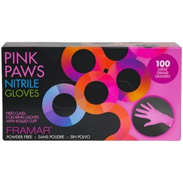 FRAMAR Pink Paws nitrila cimdi (vidēji, 100 gab.)